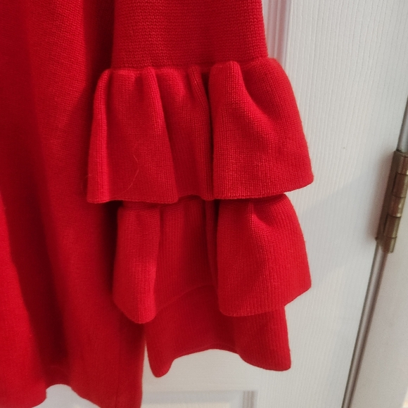 J. Mclaughlin Women Red Sz Large 100% Italian Merino Wool Tiered Sleeve Sweater - Picture 3 of 6